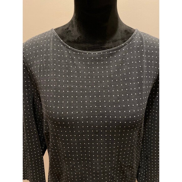 Chico’s Top Size “3” or XL Navy w/Dots Stretchy Casual Comfortable Blouse - Picture 3 of 11
